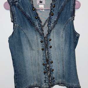 Vintage Junction West Denim Corset Vest, Blue Wash with Brass Studs - Size M